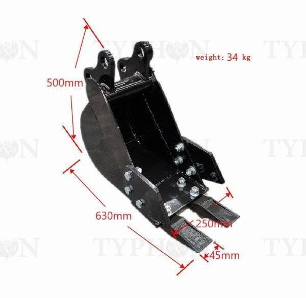 2-3.5 Tons Excavator Attachment 250mm Narrow Bucket Trenching Buckets 9.8 inch - Image 3
