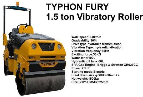 TYPHON FURY 1.5 Ton Vibratory Compactor Asphalt Roller USA - Image 4
