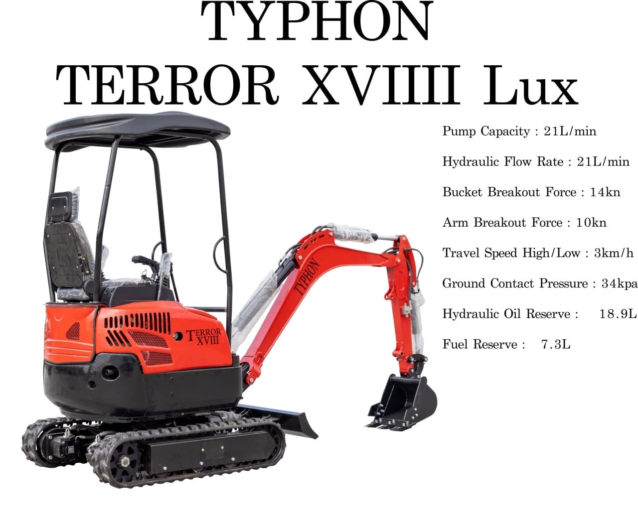 Top Compact & Mini Excavator Diggers- TYPHON Machinery New 4,000 lb TYPHON Lux Mini Excavator Rubber Track with Kubota Diesel Engine USA - Image 4