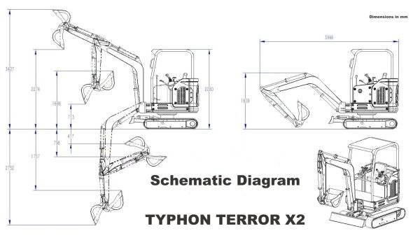 TYPHON TERROR X2 Mini Excavator 2.7 Ton EPA Diesel Perkins Engine USA - Image 5