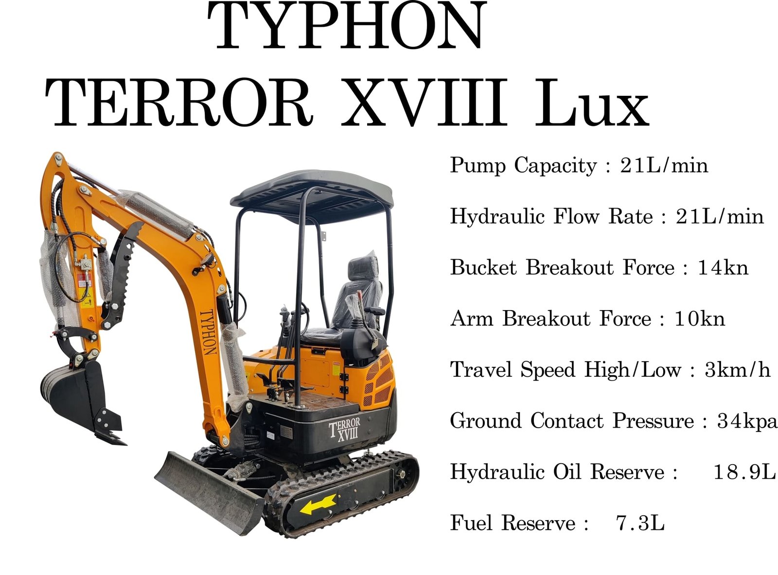 Top Compact & Mini Excavator Diggers- TYPHON Machinery TYPHON TERROR XVIII Mini Excavator – 4000lbs EPA Certified USA KUBOTA D902 engine - Image 4
