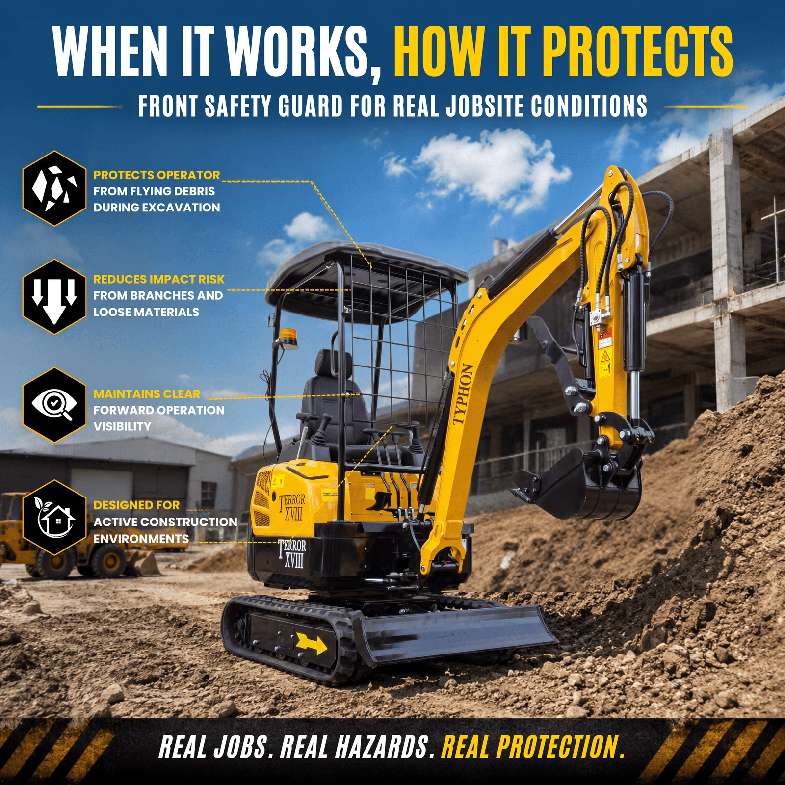 Top Compact & Mini Excavator Diggers- TYPHON Machinery TYPHON TERROR XVIII Mini Excavator – 4000lbs EPA Certified USA KUBOTA D902 engine - Image 6