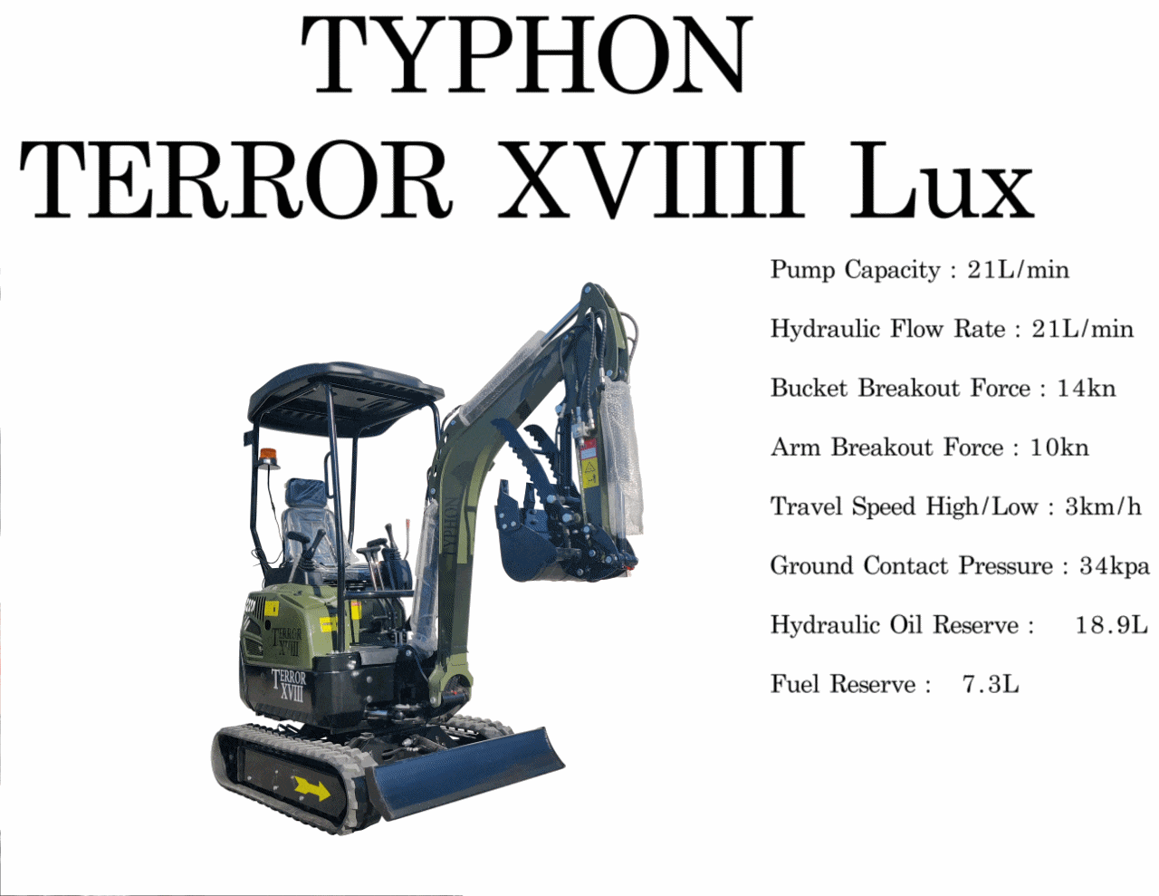 Top Compact & Mini Excavator Diggers- TYPHON Machinery 2025 4000 lb Typhon Terror XVIII Mini Excavator Rubber Track with Kubota Diesel Engine USA - Image 6
