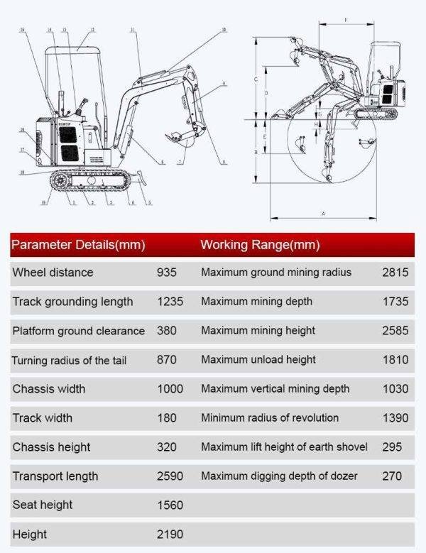 TYPHON TERROR XV STORM Mini Excavator – 1.05 Ton Trench Digger Engine USA - Image 7