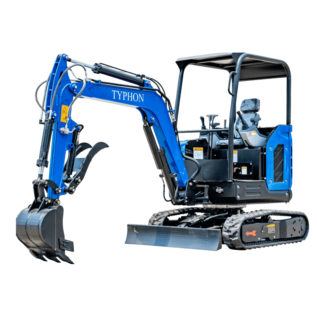 Top Compact & Mini Excavator Diggers- TYPHON Machinery TERROR X2 STORM Mini Excavator 2.5 Ton Diesel Kubota V1505 Engine