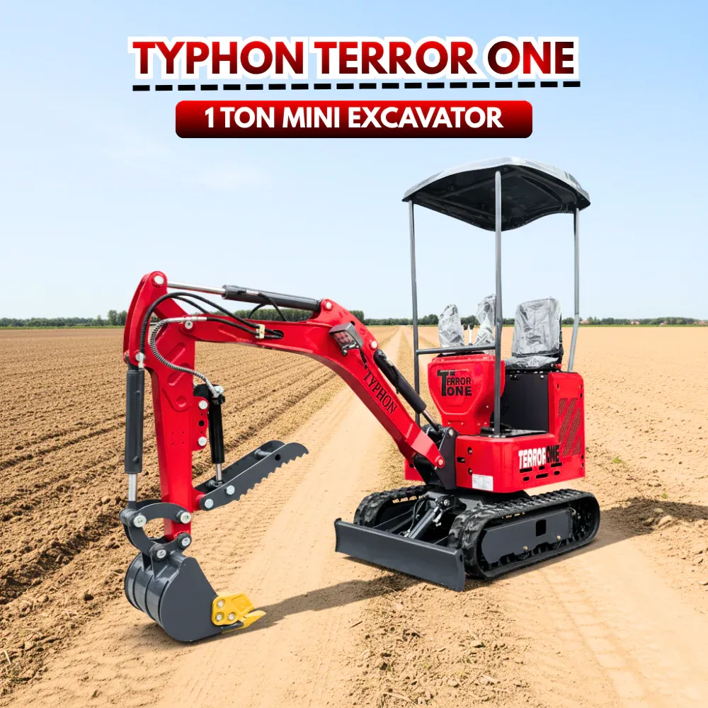 Top Compact & Mini Excavator Diggers- TYPHON Machinery TYPHON TERROR ONE STORM 1 Ton Mini Excavator Trench Digger with Hydraulic Oil Cooler Canopy & Wide Bucket Ideal for Garden, Farm, Park & Road Work Digging, Drilling, Bull-Dozing - Image 3
