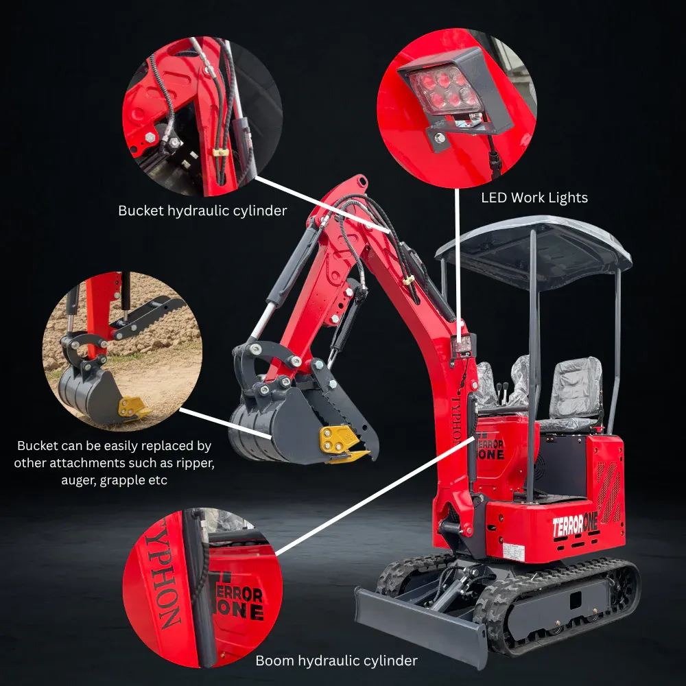 Top Compact & Mini Excavator Diggers- TYPHON Machinery TYPHON TERROR ONE STORM 1 Ton Mini Excavator Trench Digger with Hydraulic Oil Cooler Canopy & Wide Bucket Ideal for Garden, Farm, Park & Road Work Digging, Drilling, Bull-Dozing - Image 6