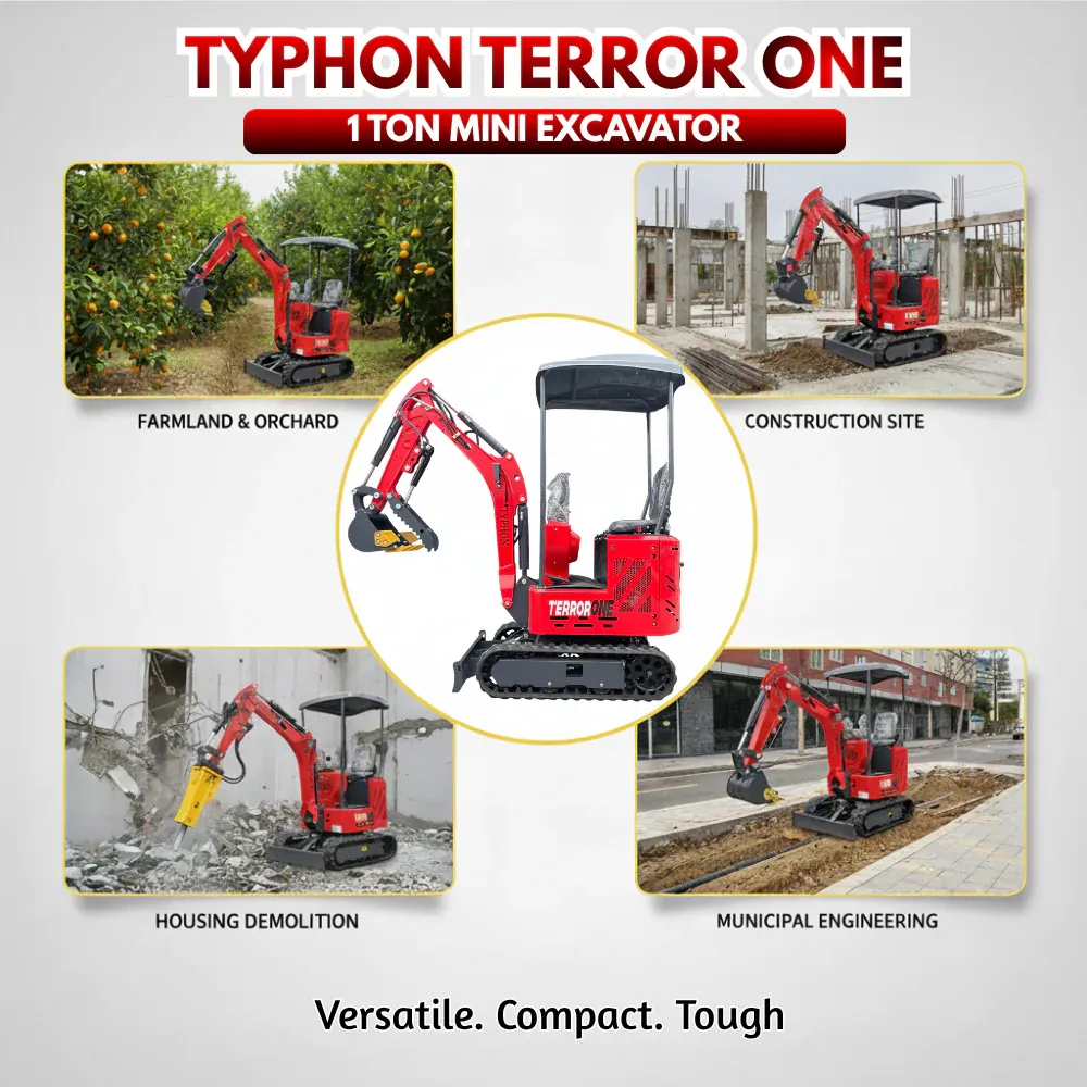 Top Compact & Mini Excavator Diggers- TYPHON Machinery TYPHON TERROR ONE STORM 1 Ton Mini Excavator Trench Digger with Hydraulic Oil Cooler Canopy & Wide Bucket Ideal for Garden, Farm, Park & Road Work Digging, Drilling, Bull-Dozing - Image 9