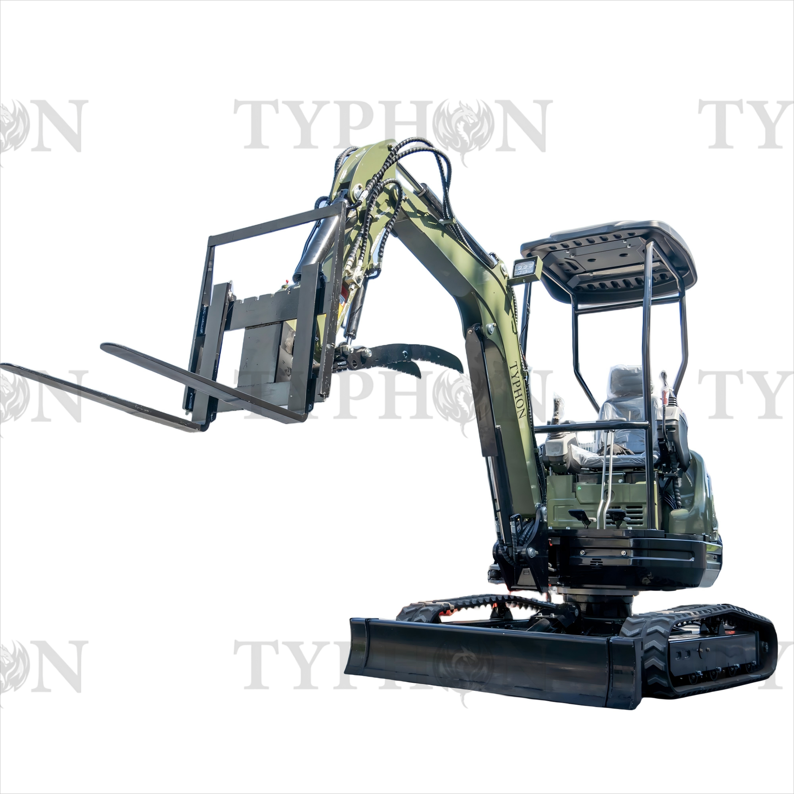 Top Compact & Mini Excavator Diggers- TYPHON Machinery Pallet Fork Attachment for 2.5-3 ton Mini Excavator Adjustable Stabilizer Bar USA
