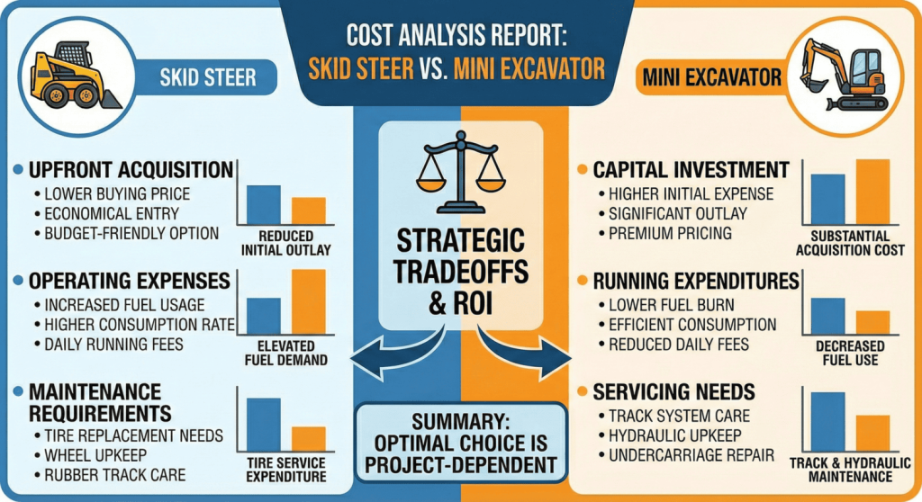 cost analysis for skid steers and mini excavators