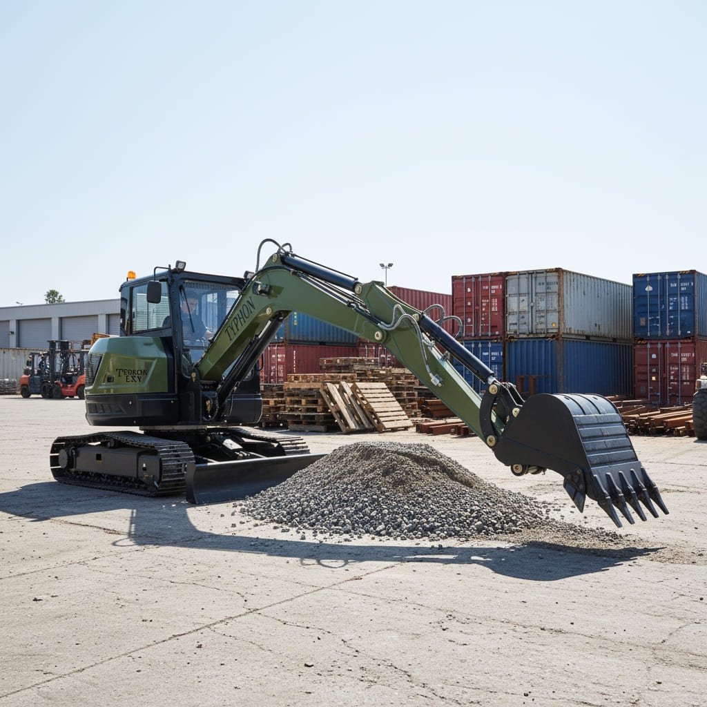 Top Compact & Mini Excavator Diggers- TYPHON Machinery TYPHON TERROR LXV 6.6 Ton Excavator Kubota V2607 56.9HP ACHeater Cabin Boom Swing (12)