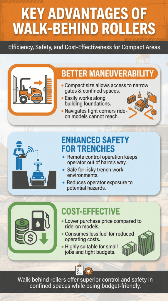 Top Compact & Mini Excavator Diggers- TYPHON Machinery Key Advantages of the Walk-Behind Rollers: TYPHON MACHINERY