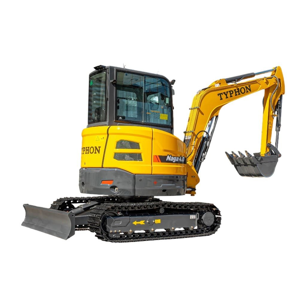 Top Compact & Mini Excavator Diggers- TYPHON Machinery TYPHON NAGA 4.0 Mini Excavator w 4 Ton 24.4hp Yanmar Diesel Engine Metal Track ISO SAE control switch, AC Heater Cabin, 2 Travel Speed - Image 25