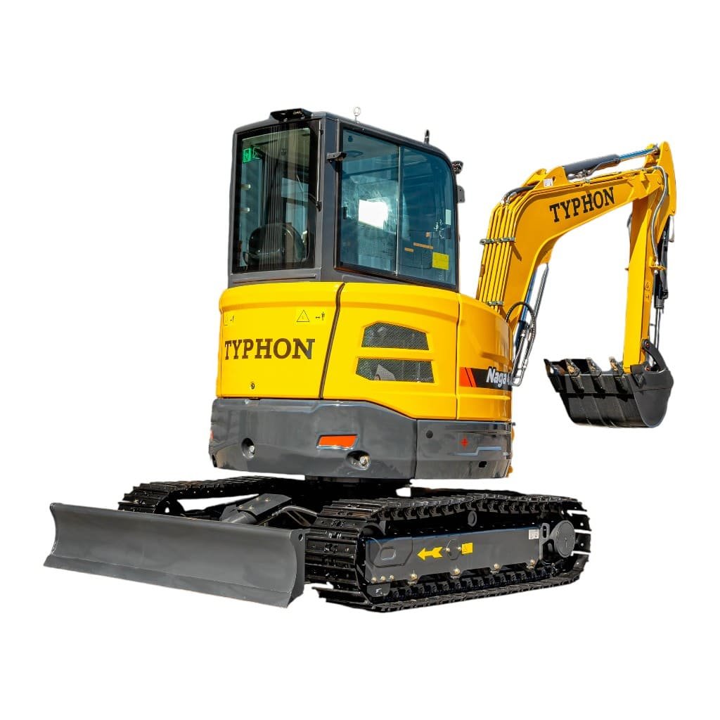 Top Compact & Mini Excavator Diggers- TYPHON Machinery TYPHON NAGA 4.0 Mini Excavator w 4 Ton 24.4hp Yanmar Diesel Engine Metal Track ISO SAE control switch, AC Heater Cabin, 2 Travel Speed - Image 26