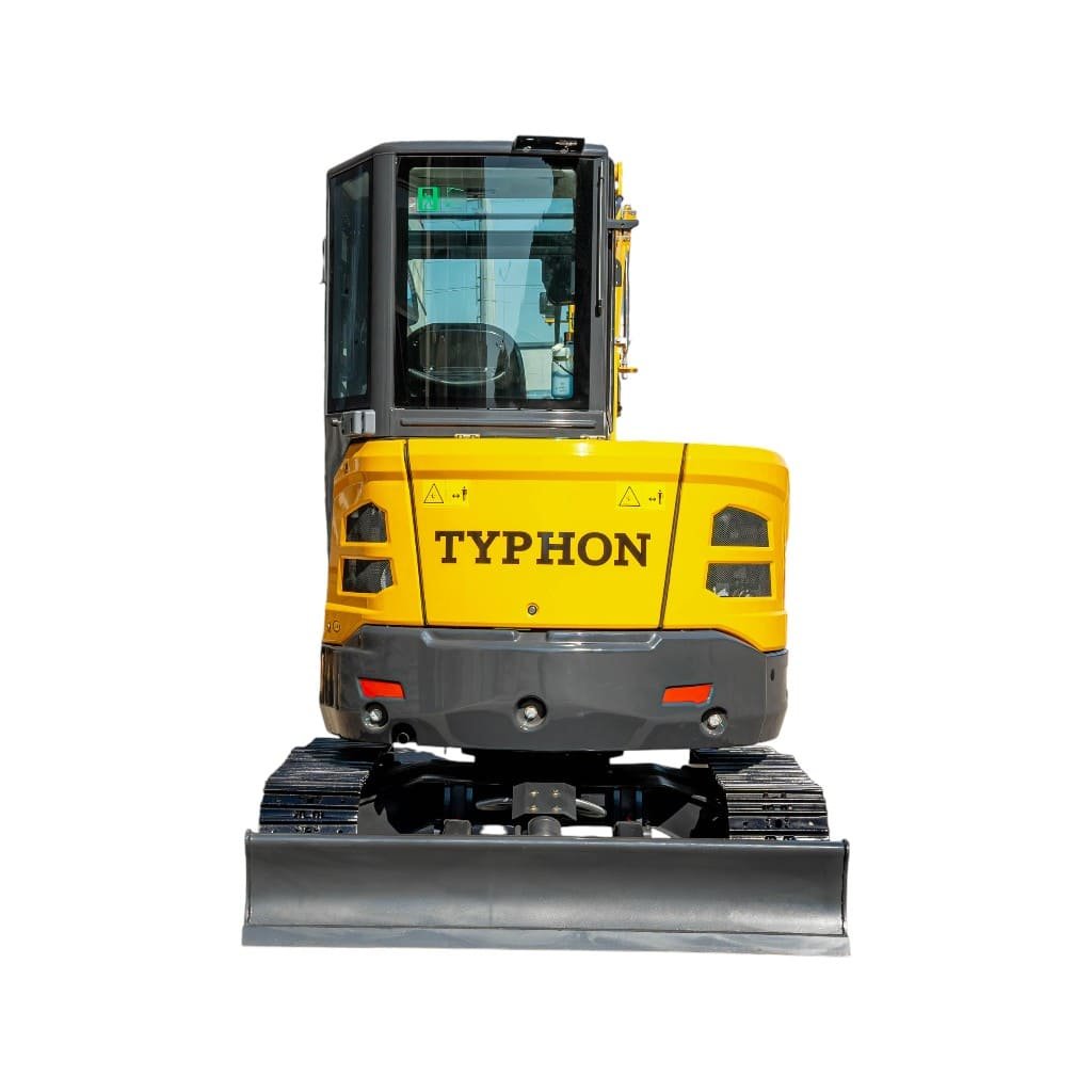 Top Compact & Mini Excavator Diggers- TYPHON Machinery TYPHON NAGA 4.0 Mini Excavator w 4 Ton 24.4hp Yanmar Diesel Engine Metal Track ISO SAE control switch, AC Heater Cabin, 2 Travel Speed - Image 28
