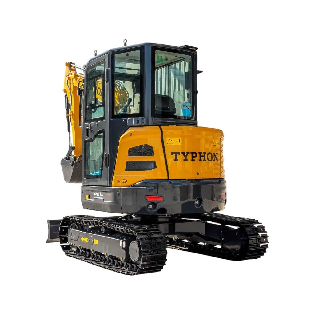 Top Compact & Mini Excavator Diggers- TYPHON Machinery TYPHON NAGA 4.0 Mini Excavator w 4 Ton 24.4hp Yanmar Diesel Engine Metal Track ISO SAE control switch, AC Heater Cabin, 2 Travel Speed - Image 30