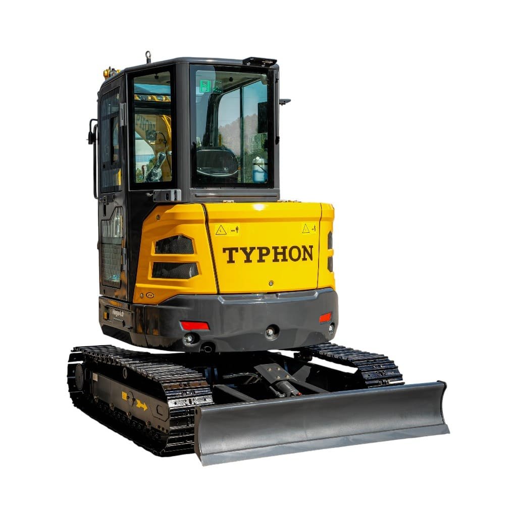 Top Compact & Mini Excavator Diggers- TYPHON Machinery TYPHON NAGA 4.0 Mini Excavator w 4 Ton 24.4hp Yanmar Diesel Engine Metal Track ISO SAE control switch, AC Heater Cabin, 2 Travel Speed - Image 16