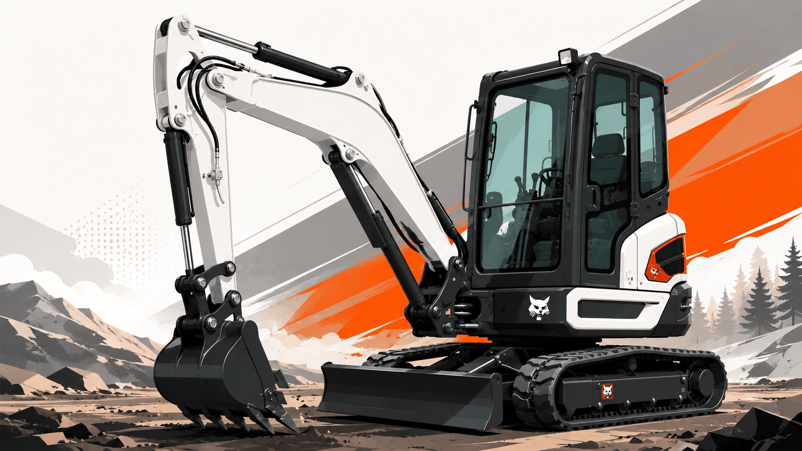 Bobcat excavator with hydraulic attachment versatile contractor work