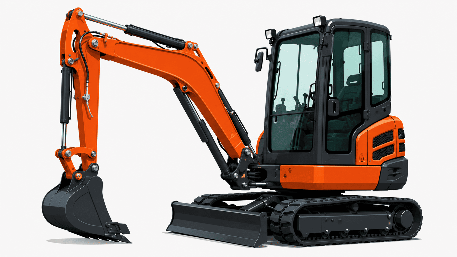 Kubota compact excavator on landscaping job site precision grading