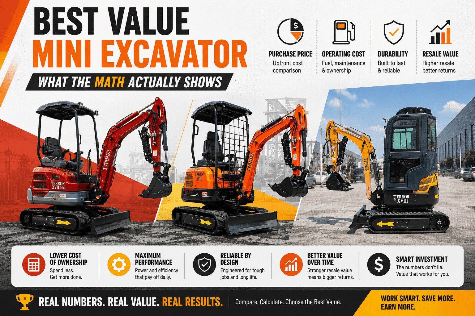 Contractor reviewing total cost of ownership for compact excavator purchase decision