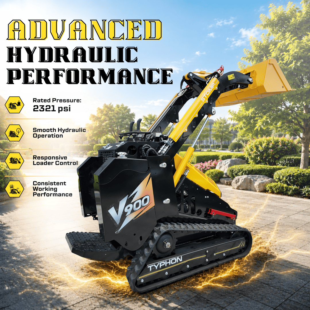 Top Compact & Mini Excavator Diggers- TYPHON Machinery Brand New TYPHON STOMP V900 1.4 Ton Compact Track Loader with 25HP Kubota Diesel Engine 1,102 lb Max Load - Image 7
